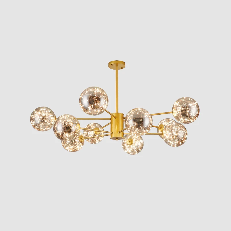 Simplicité Globe Ombre Suspension Radiale Lumière Clair Verre Salon LED Lustre Lumière Clearhalo