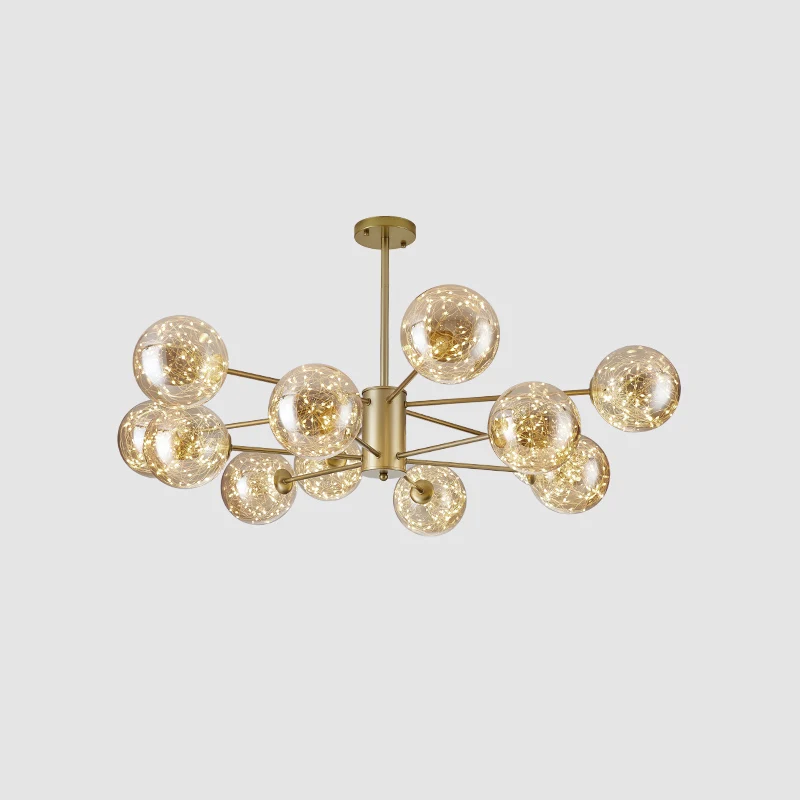 Simplicité Globe Ombre Suspension Radiale Lumière Clair Verre Salon LED Lustre Lumière Clearhalo