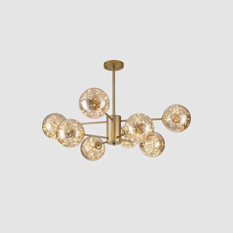 Simplicité Globe Ombre Suspension Radiale Lumière Clair Verre Salon LED Lustre Lumière Clearhalo