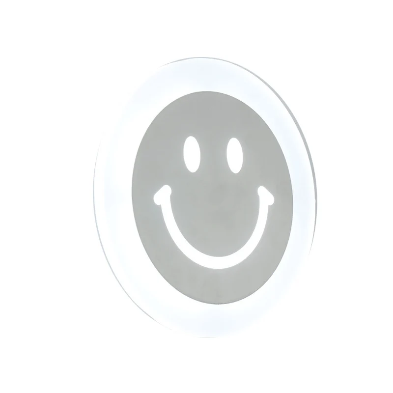 Smiley Face Applique LED Ultra-mince en acrylique ombré avec lumière blanche chaude/blanche Clearhalo