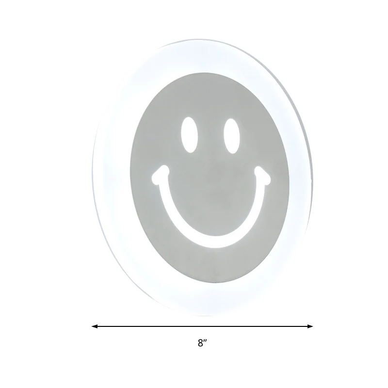 Smiley Face Applique LED Ultra-mince en acrylique ombré avec lumière blanche chaude/blanche Clearhalo