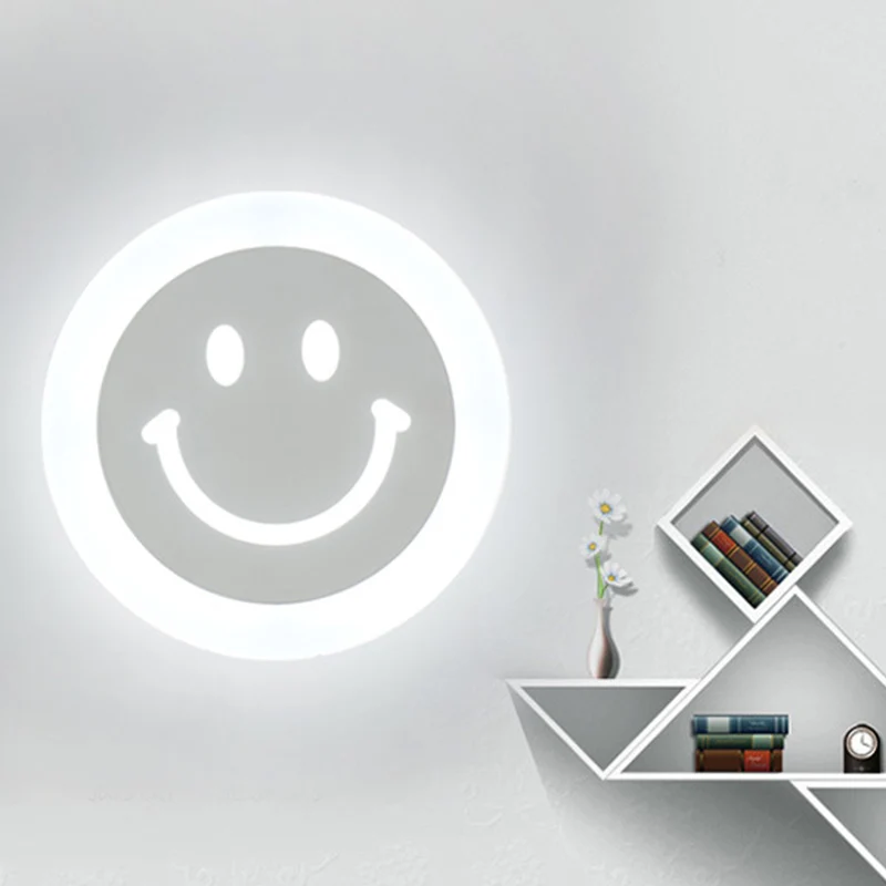 Smiley Face Applique LED Ultra-mince en acrylique ombré avec lumière blanche chaude/blanche Clearhalo
