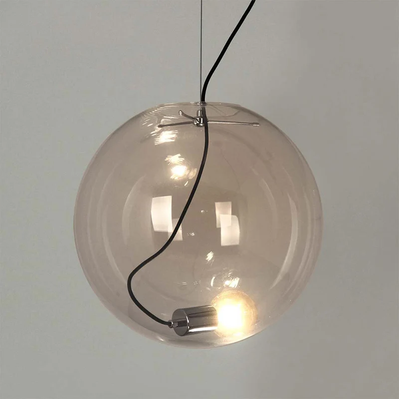 Sphère salle à manger suspension verre clair 1 ampoule 8 "/10"/12 "de large pendentif de plafond Simple Clearhalo