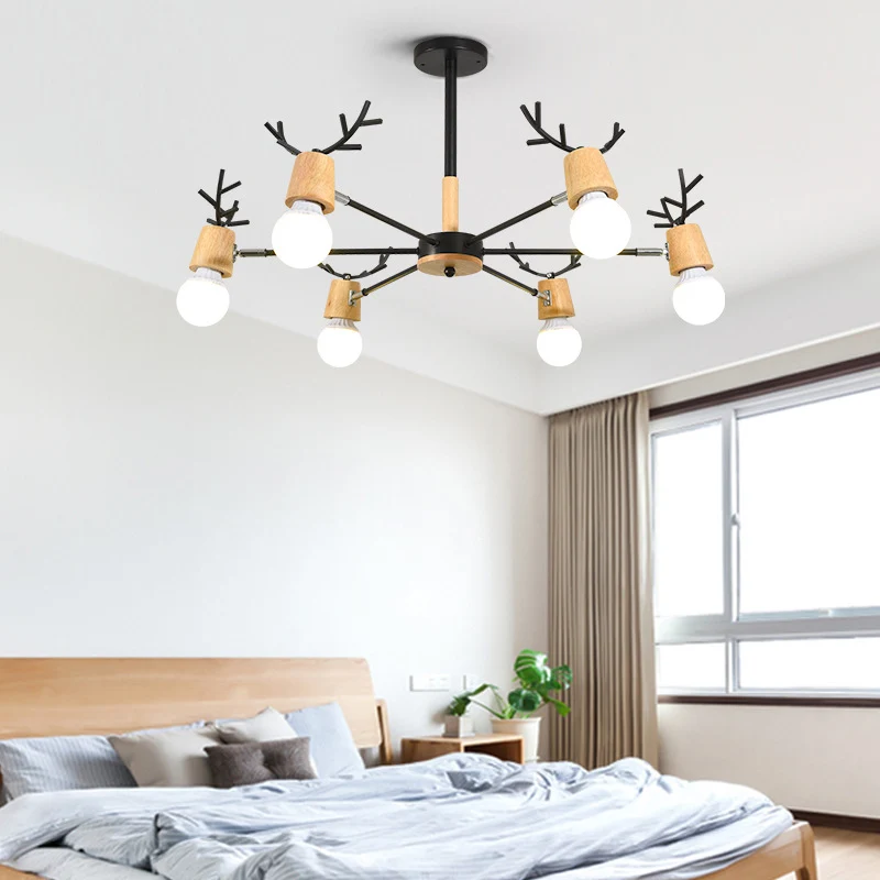 Spoutnik – lustre en métal moderne, éclairage de plafond, 3/6/8 lumières, blanc/noir, avec ampoule nue, pour chambre à cou...