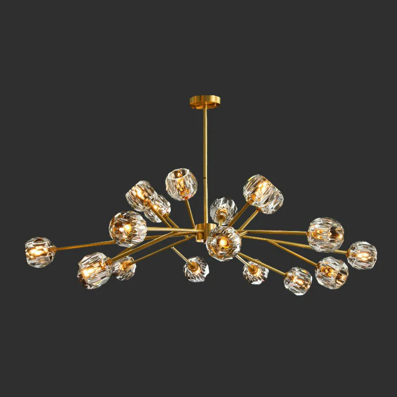 Spoutnik – lustre de plafond Post-moderne avec orbes de cristal, finition dorée, luminaire suspendu pour salon Clearhalo