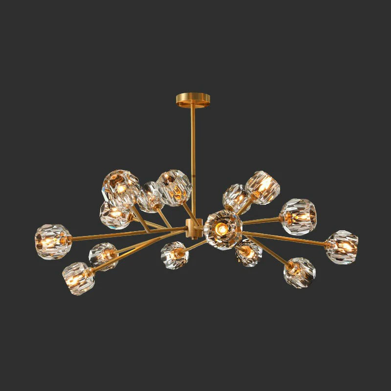 Spoutnik – lustre de plafond Post-moderne avec orbes de cristal, finition dorée, luminaire suspendu pour salon Clearhalo