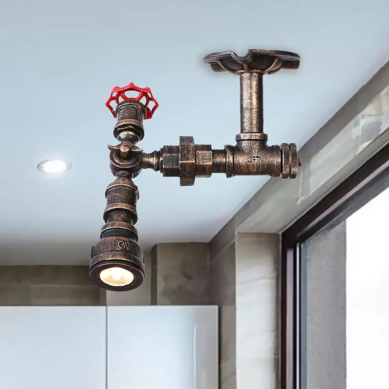 Steampunk Semi-Encastré Métal 1 Conduit de Lumière Semi-Encastré Lumière pour Intérieur Clearhalo