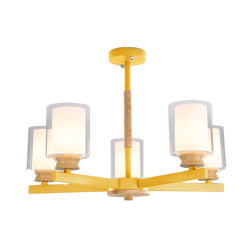 Suspension à abat-jour cylindrique, lustre métallique de Style Macaron pour chambre d'enfant Clearhalo