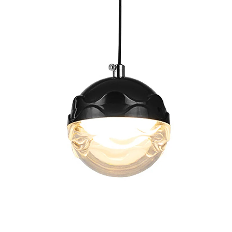 Suspension en acrylique Globe Simple, éclairage LED vers le bas, noir, pour chambre à coucher Clearhalo