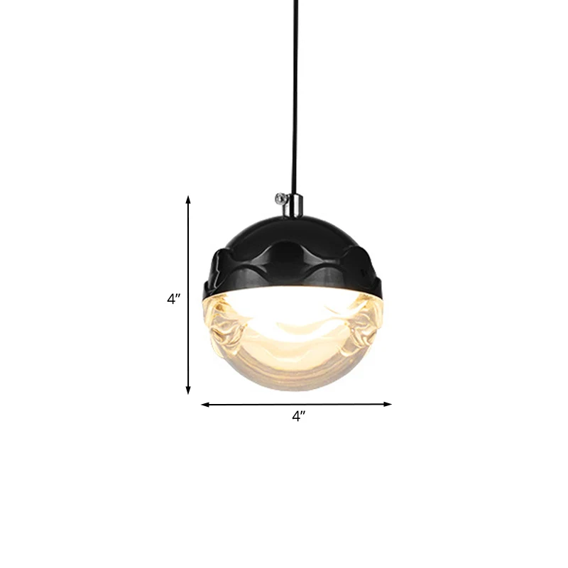 Suspension en acrylique Globe Simple, éclairage LED vers le bas, noir, pour chambre à coucher Clearhalo