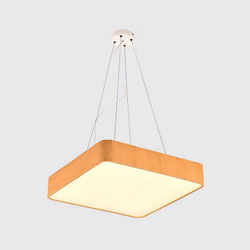 Suspension carrée en bois de 12 "/16"/19.5 "de large, éclairage Led moderne Beige, Kit de lampe suspendue en blanc/lumière...