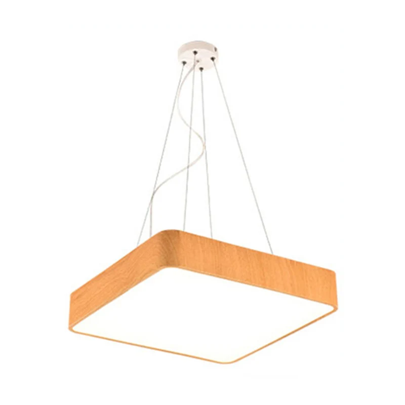 Suspension carrée en bois de 12 "/16"/19.5 "de large, éclairage Led moderne Beige, Kit de lampe suspendue en blanc/lumière...
