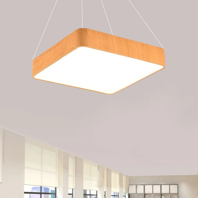 Suspension carrée en bois de 12 "/16"/19.5 "de large, éclairage Led moderne Beige, Kit de lampe suspendue en blanc/lumière...