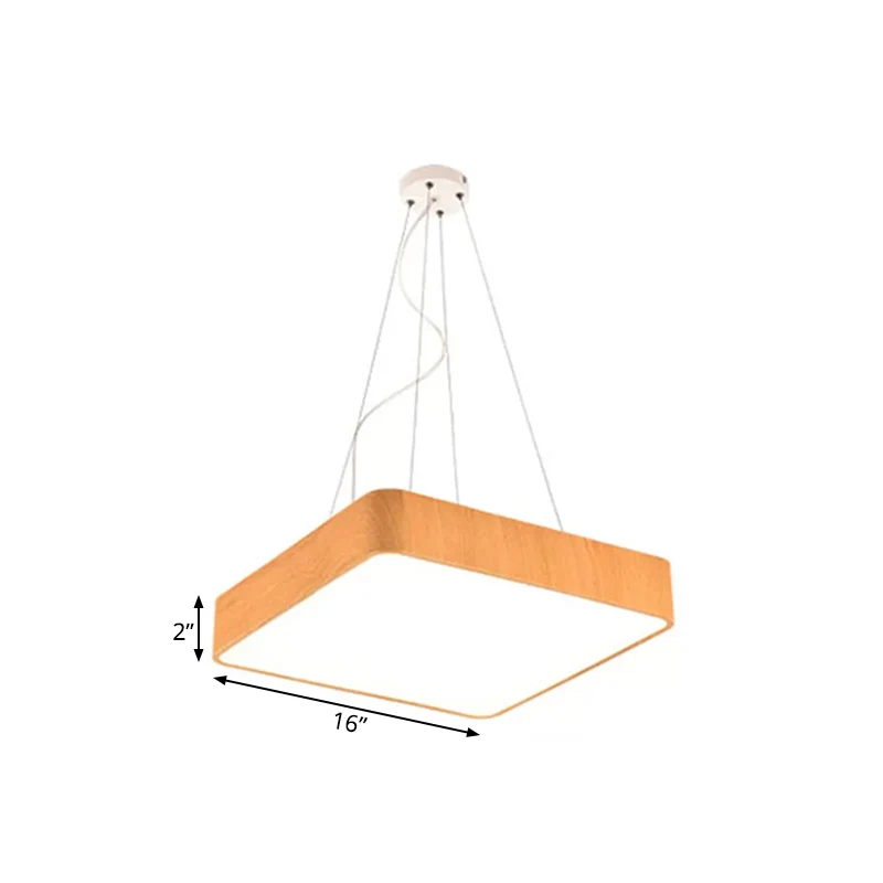 Suspension carrée en bois de 12 "/16"/19.5 "de large, éclairage Led moderne Beige, Kit de lampe suspendue en blanc/lumière...