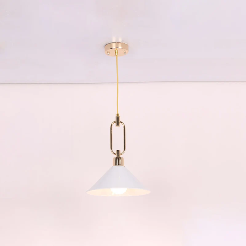 Suspension Cône Roulé Macaron Métal 1 Ampoule Rose/Gris/Blanc Plafonnier Suspendu avec Dessus Boucle Clearhalo