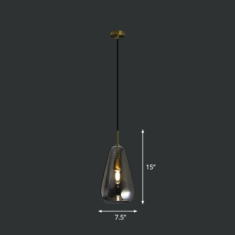 Suspension Cuisine Ouverte Gouttelette Verre 1 Tête Pendule Simplicité en Laiton Clearhalo