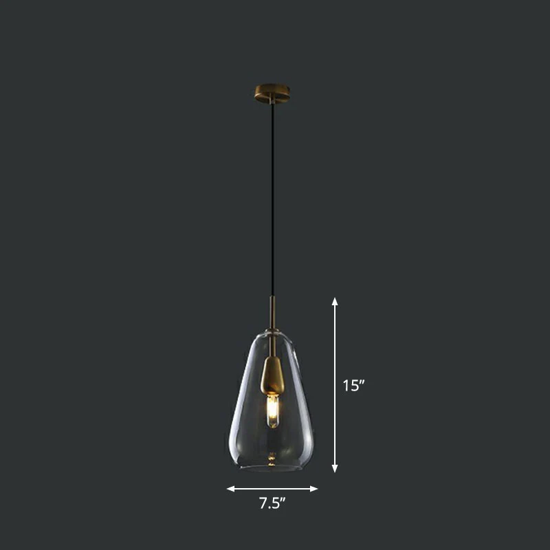Suspension Cuisine Ouverte Gouttelette Verre 1 Tête Pendule Simplicité en Laiton Clearhalo