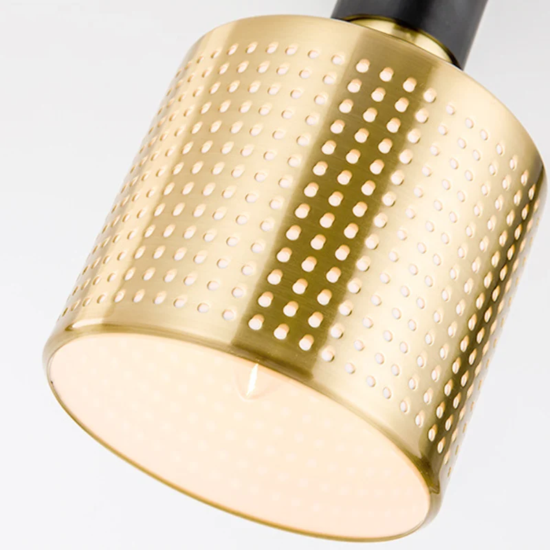 Suspension cylindrique en métal, lampe à suspension contemporaine à 1 lumière, noire et dorée Clearhalo