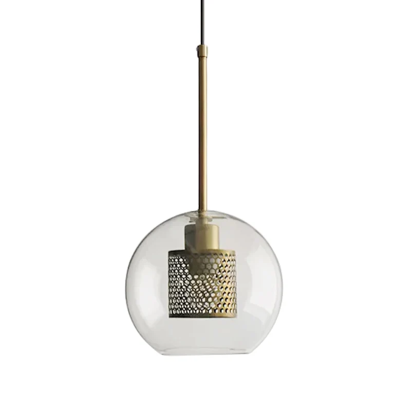 Suspension cylindrique pour chambre à coucher en maille métallique coloniale, 1 ampoule, bronze/gris argenté, abat-jour en...