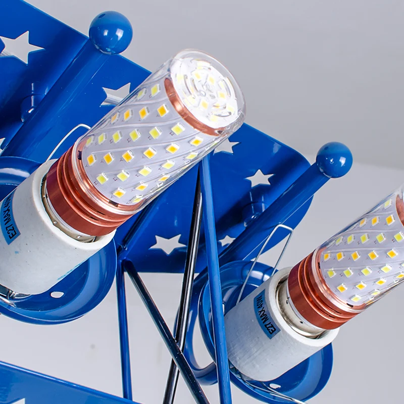 Suspension d'avion à hélice à 6 ampoules, lustre moderne et élégant en métal pour magasin de tissus Clearhalo