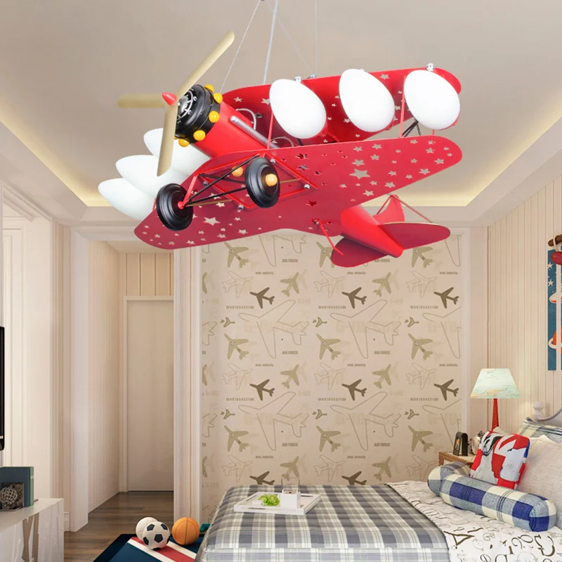 Suspension d'avion à hélice à 6 ampoules, lustre moderne et élégant en métal pour magasin de tissus Clearhalo