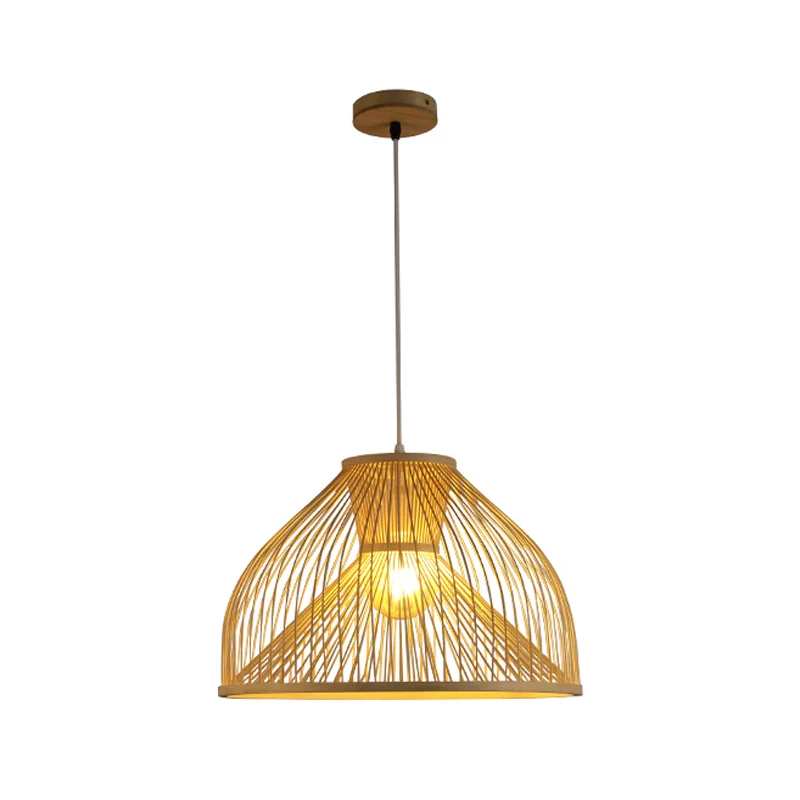 Suspension en forme de dôme en bambou, plafonnier contemporain à 1 tête en bois Clearhalo