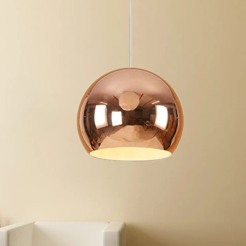 Suspension Globe Suspendue Fer Nordique 1 Lumière Chrome/Or Rose Plafonnier Suspendu Clearhalo