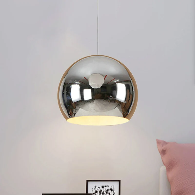 Suspension Globe Suspendue Fer Nordique 1 Lumière Chrome/Or Rose Plafonnier Suspendu Clearhalo