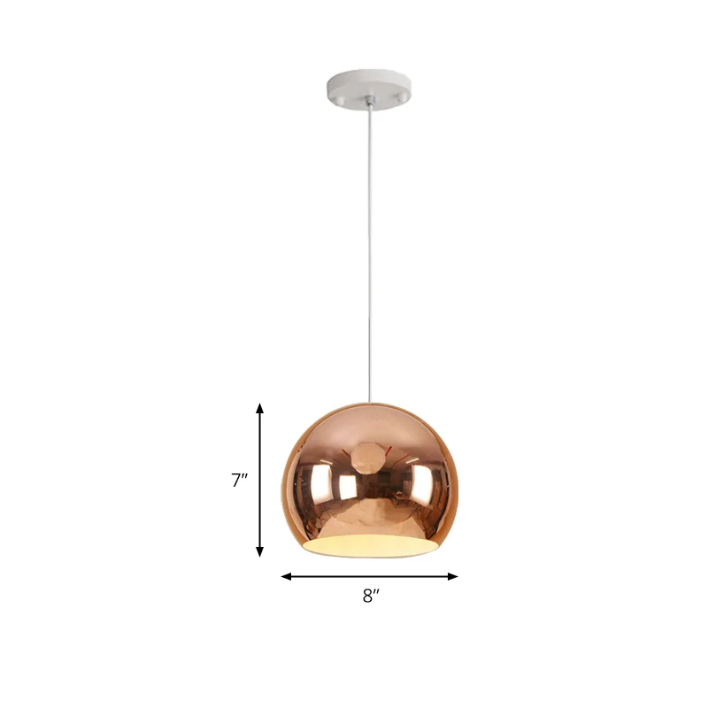 Suspension Globe Suspendue Fer Nordique 1 Lumière Chrome/Or Rose Plafonnier Suspendu Clearhalo