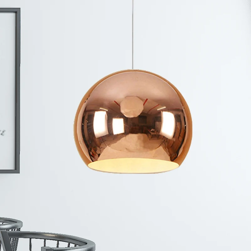 Suspension Globe Suspendue Fer Nordique 1 Lumière Chrome/Or Rose Plafonnier Suspendu Clearhalo