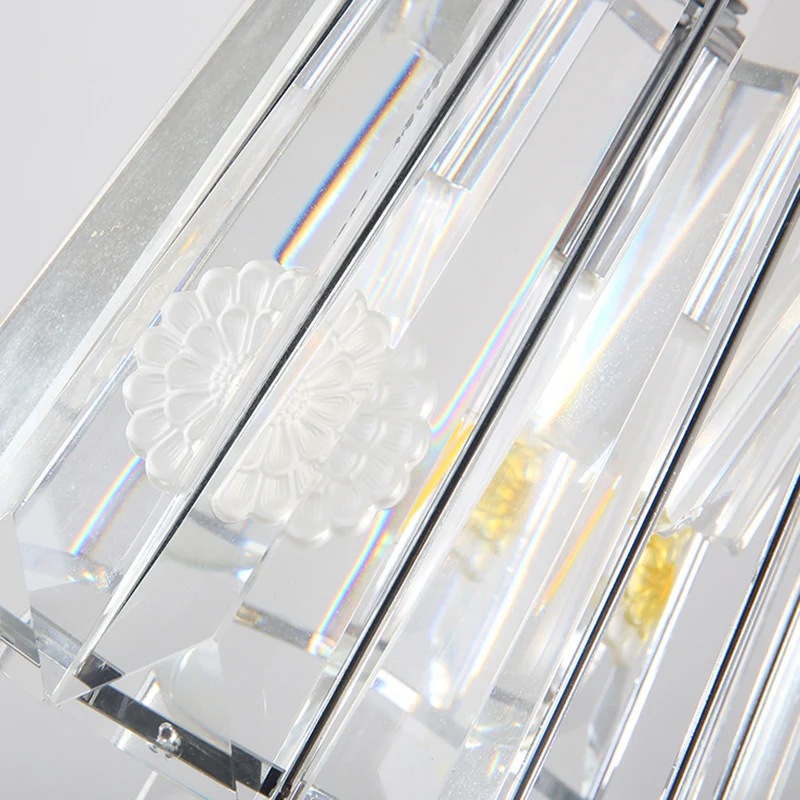 Suspension géométrique à 1 fil lumineux avec bloc de cristal transparent, plafonnier de style moderne en noir Clearhalo
