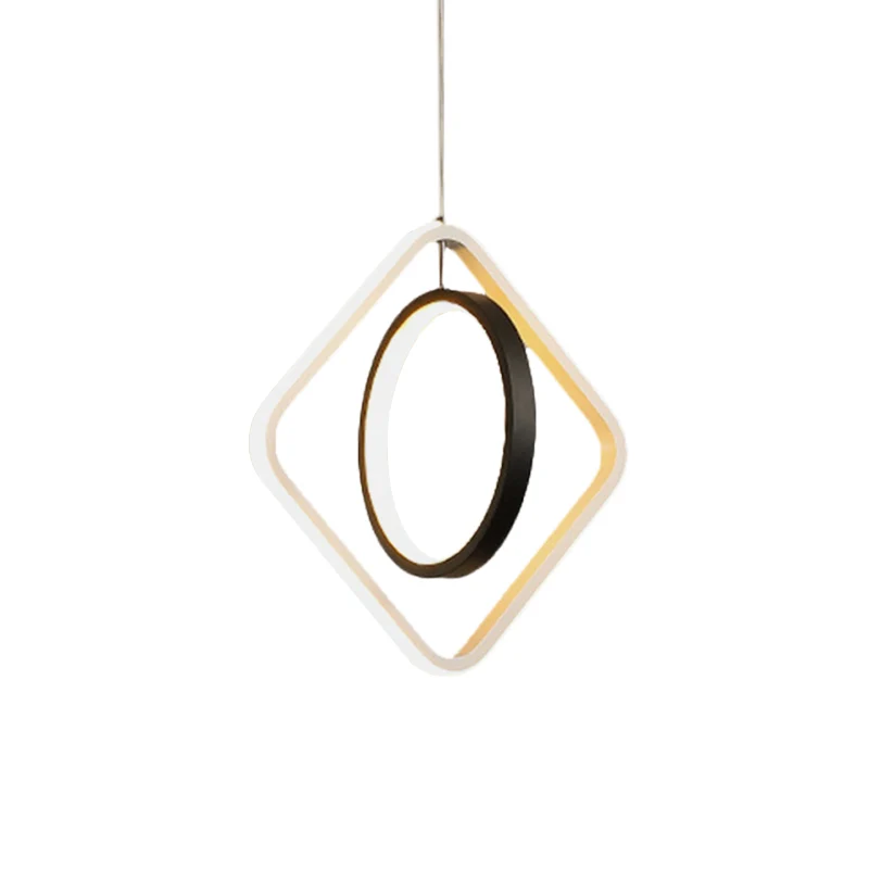Suspension LED moderne cerceau noir et plafonnier carré avec abat-jour en acrylique dans une lumière chaude/blanche Clearhalo