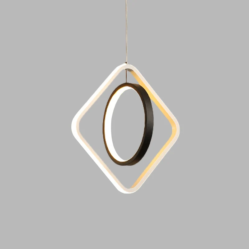 Suspension LED moderne cerceau noir et plafonnier carré avec abat-jour en acrylique dans une lumière chaude/blanche Clearhalo