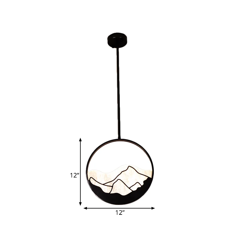 Suspension à 1 lumière de 8 "/ 12" de large, éclairage rond classique en acrylique vers le bas en noir/or Clearhalo