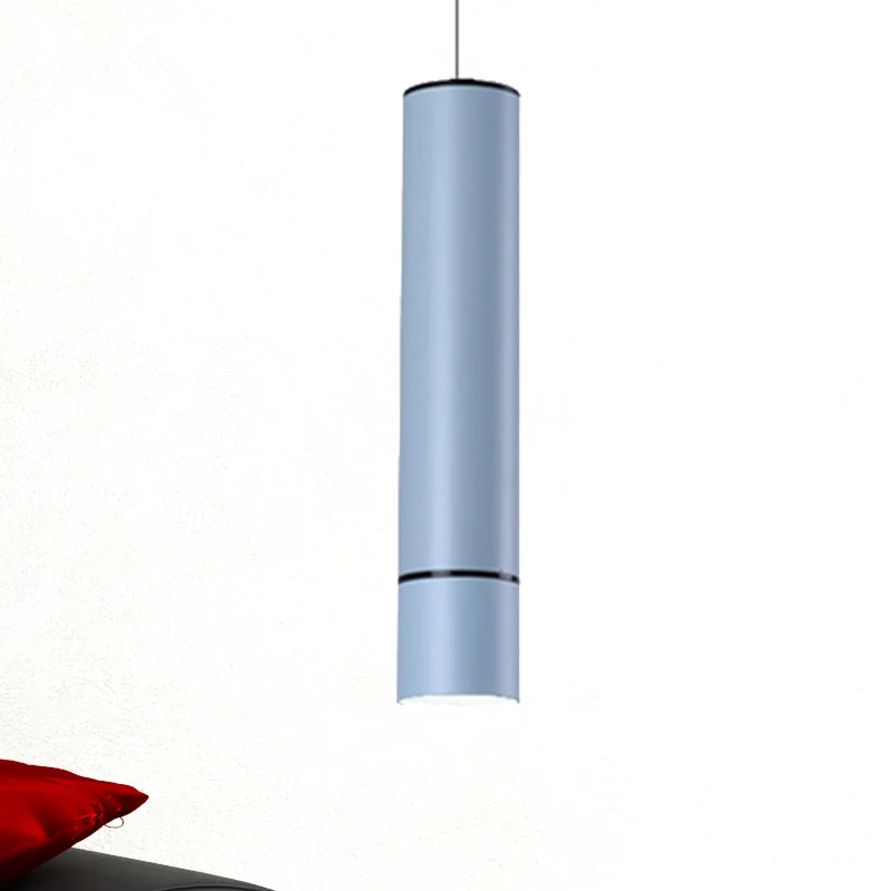 Suspension nordique à 1 lumière avec abat-jour en métal rose/bleu/vert, luminaire de plafond en blanc/chaud/lumière nature...