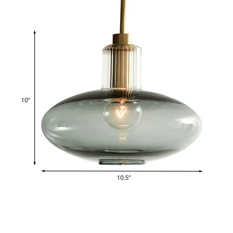 Suspension ovale contemporaine en verre gris/bleu, 1 tête, luminaire suspendu pour chambre à coucher Clearhalo