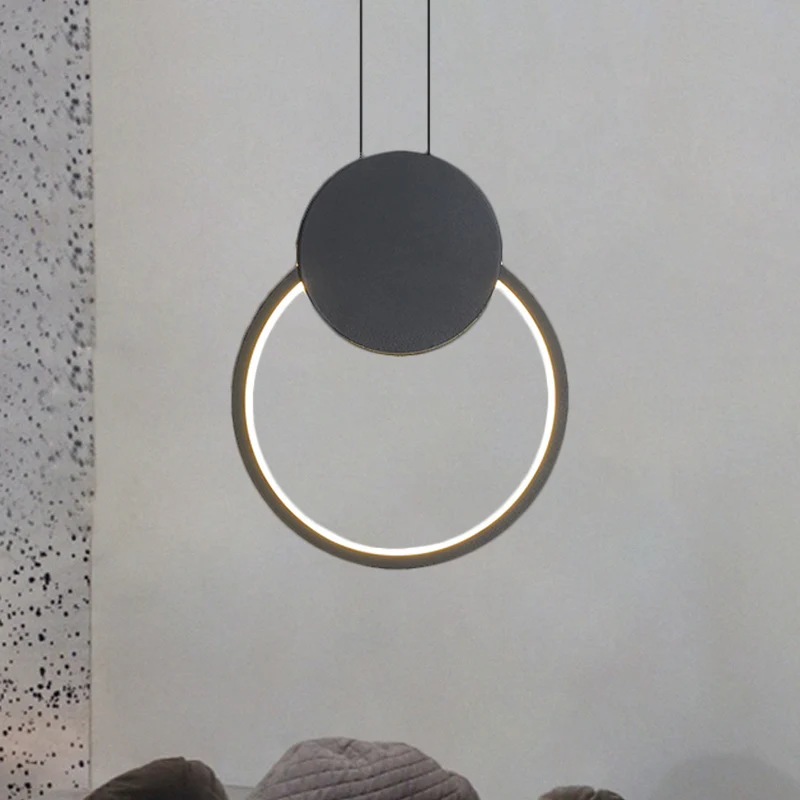 Suspension de plafond ronde/losange en métal moderniste LED noir Kit de lampe suspendue en lumière chaude/blanche pour cha...