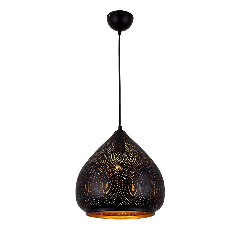 Suspension Poire Salle à Manger Tradition Métal 1 Ampoule Luminaire Suspendu Noir Clearhalo