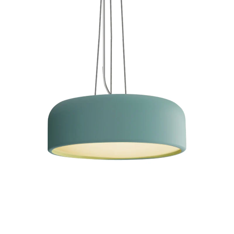 Suspension ronde en aluminium Macaron à ampoule unique vert/texturé blanc/bleu lampe à Suspension de plafond au-dessus de...