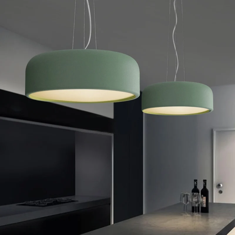 Suspension ronde en aluminium Macaron à ampoule unique vert/texturé blanc/bleu lampe à Suspension de plafond au-dessus de...
