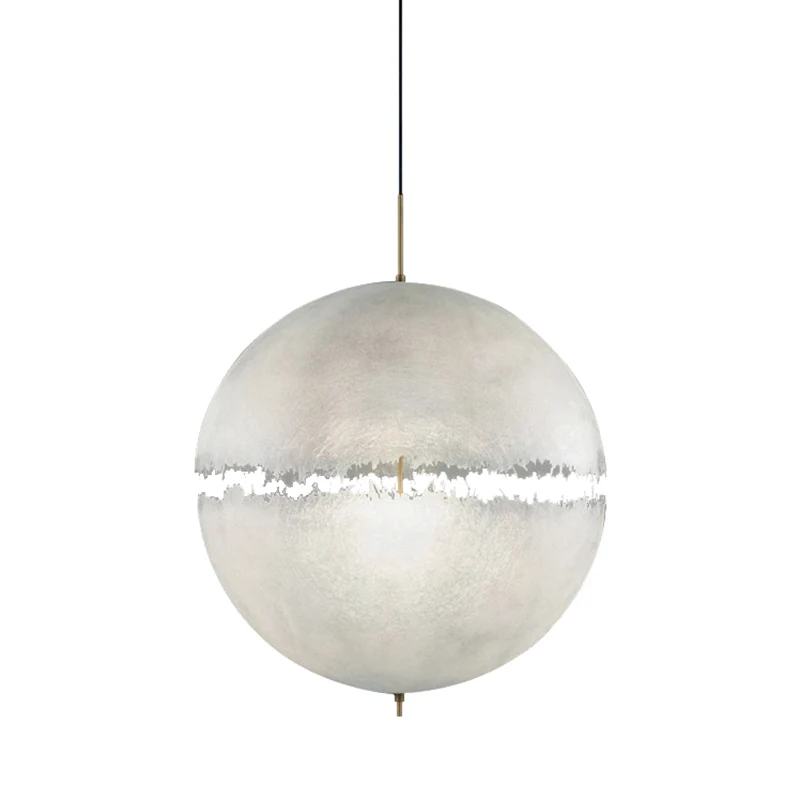 Suspension sphère de lune blanche, lustre décoratif en résine à 1 tête pour couloir Clearhalo
