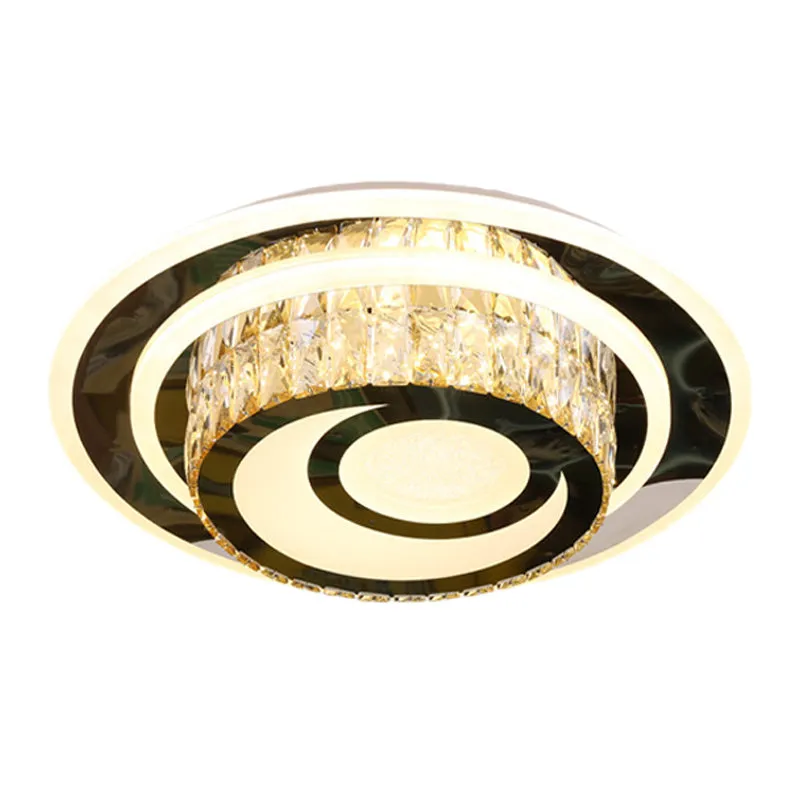 Tambour biseauté cristal près du plafonnier LED simple plafonnier pour chambre d'amis en acier inoxydable Clearhalo