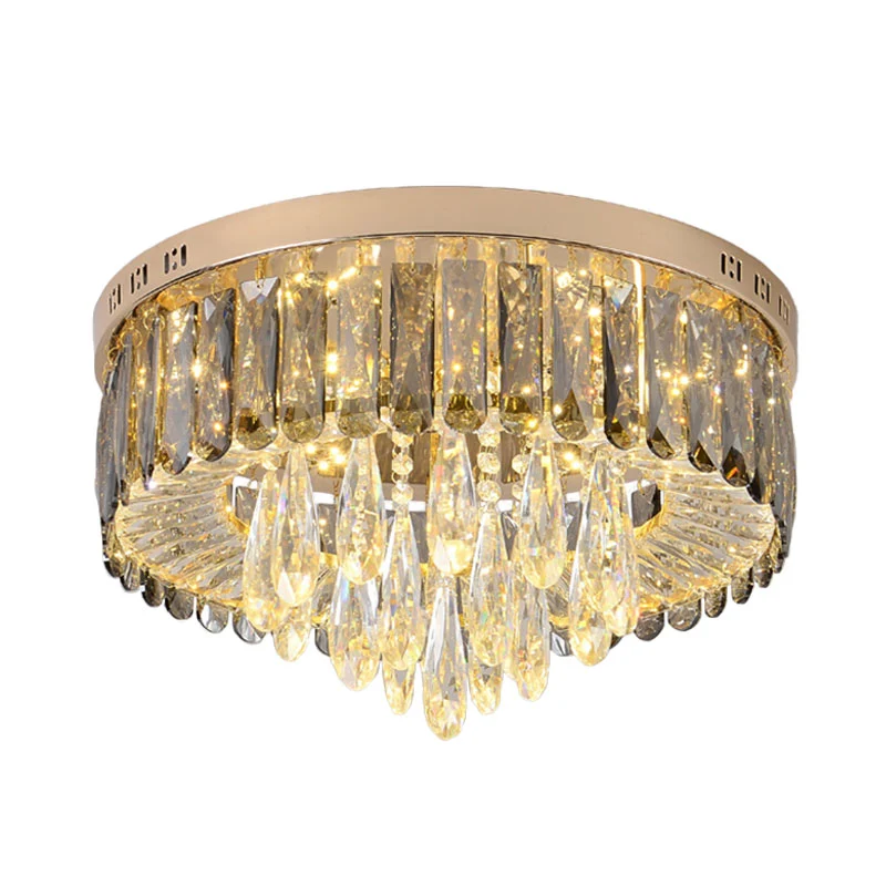Tambour Chambre Encastré Éclairage Fumée Gris Cristal LED Modernisme Plafonnier Clearhalo