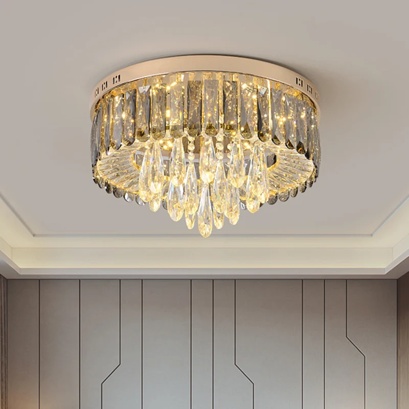 Tambour Chambre Encastré Éclairage Fumée Gris Cristal LED Modernisme Plafonnier Clearhalo