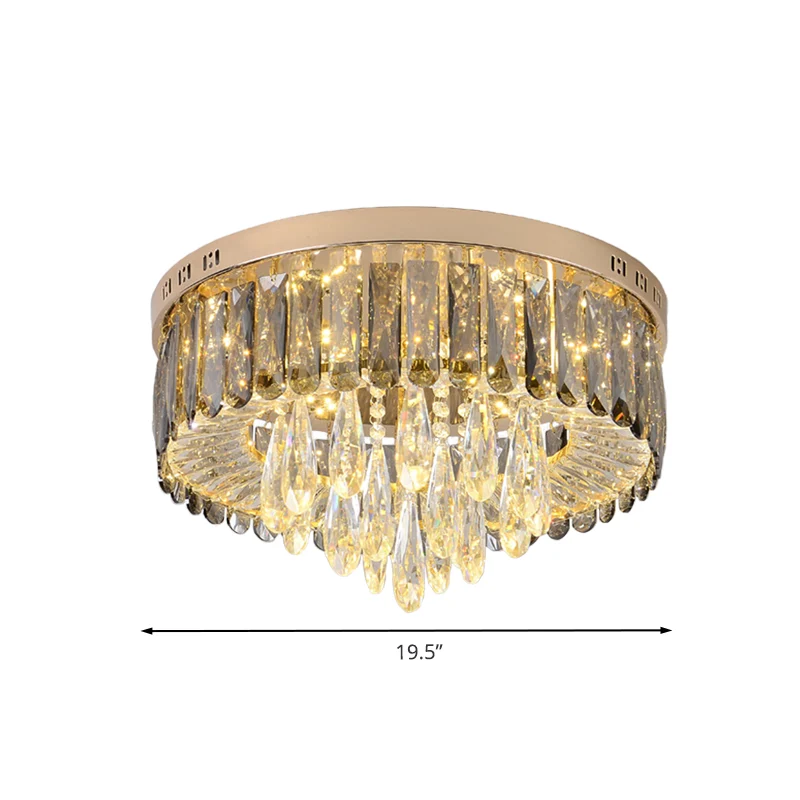 Tambour Chambre Encastré Éclairage Fumée Gris Cristal LED Modernisme Plafonnier Clearhalo