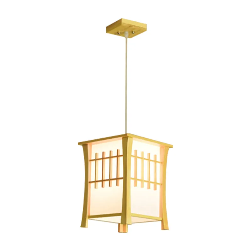 Tea Station Lodge Suspension de Plafond Bois et Papier 1 Lumière Style Japonais Beige Suspension Clearhalo