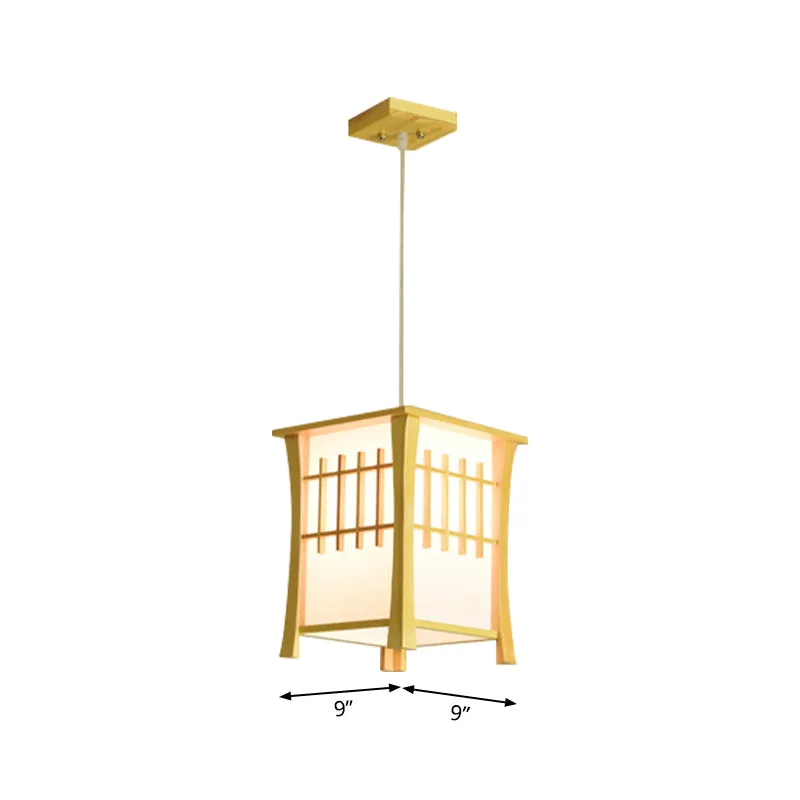 Tea Station Lodge Suspension de Plafond Bois et Papier 1 Lumière Style Japonais Beige Suspension Clearhalo