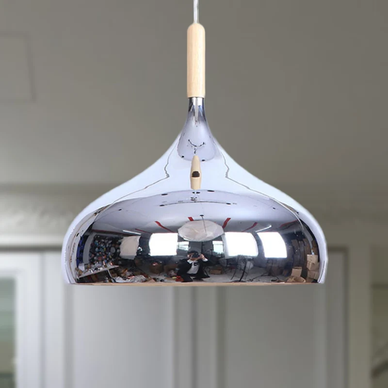 1 tête bol abat-jour pendentif éclairage moderniste élégant Chrome/or/or Rose métallique suspension pour Table à manger Cl...