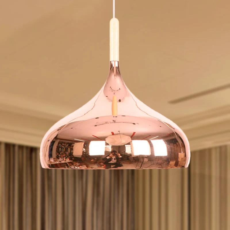 1 tête bol abat-jour pendentif éclairage moderniste élégant Chrome/or/or Rose métallique suspension pour Table à manger Cl...