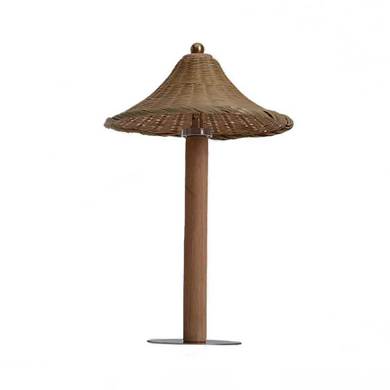 1 tête de chambre à coucher, éclairage de travail, petite lampe de bureau en bois chinois avec abat-jour en bambou en form...